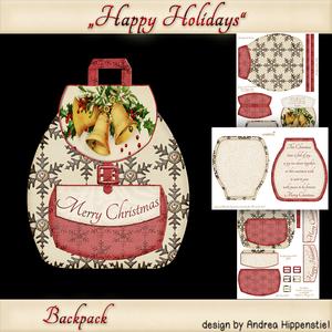 Backpack Card Happy Holidays