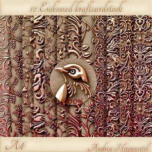 12 x A4 Kraftcardstock Embossed Red