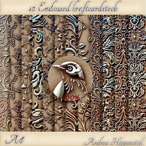 12 x A4 Kraftcardstock Embossed Blue