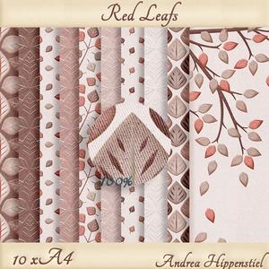 10 x A4 Red Leafs Cardstock