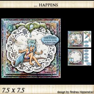7.5 x 7.5 Card Topper Rain