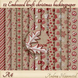 12 x A4 Kraft Christmas Red