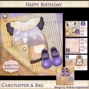 7.5 x 7.5 Card Topper with Bag Baby Purple