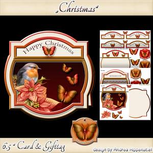 Shape Card with Gifttag Christmas Bird