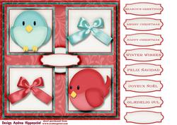 7.5 x 7.5 Card Topper Christmas Birds