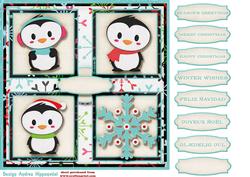 7.5 x 7.5 Card Topper Penguin