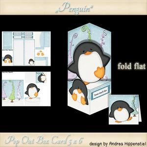 Pop Out Box Card Penguin