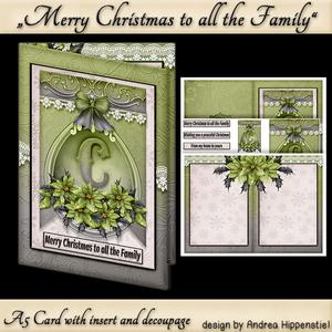 A5 Card Christmas Green Poinsettia