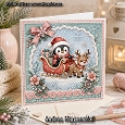 Penguin And Friends Christmas Winter Card Rendeer