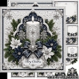 Candle Poinsettia blue silver