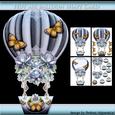 Hot Air Balloon Shape Card Blue Rose