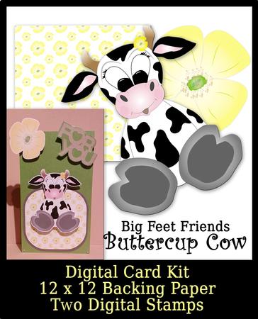 Big Feet Buttercup Cow Digital Stamp and Paper