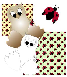 Big Feet Owl and Pal Digital Stamp and Papers