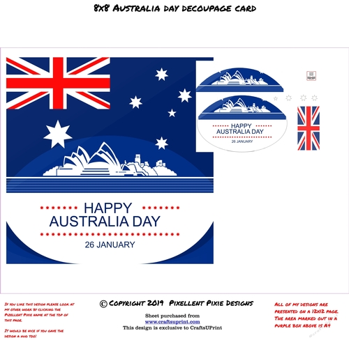 Australia Day 8x8 Decoupage card