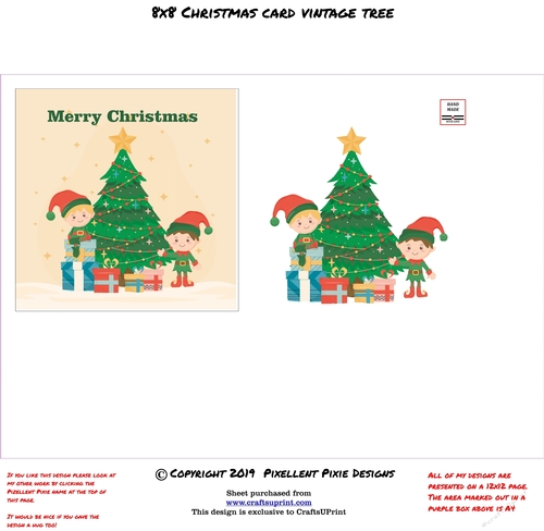 Vintage Christmas Tree 8x8 card 