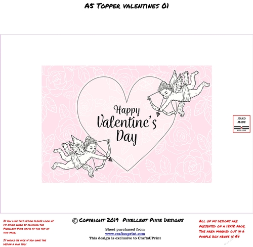 A5 Topper Vintage Cherubs and Hearts