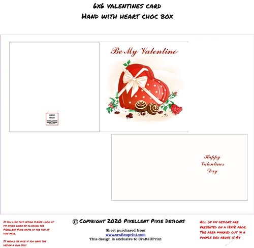 6x6 Valentines Card Heart Shaped Box Of Chocolates