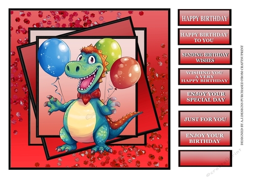 BIRTHDAY DINOSAUR WITH BALLOONS
