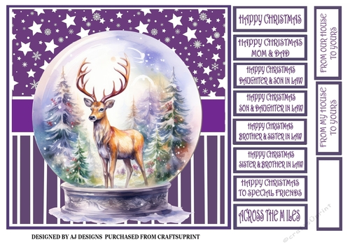 DEER IN A SNOWGLOBE - PURPLE