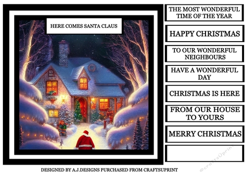 HERE COMES SANTA CLAUS BLACK FRAME