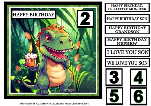 BIRTHDAY DINOSAUR AND CAKE