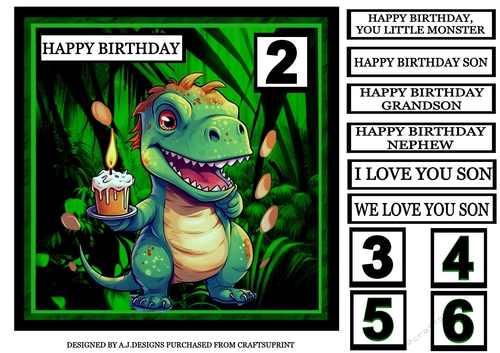 DINOSAUR AND CAKE GREEN