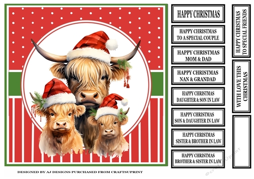 CHRISTMAS HIGHLAND COW FAMILY