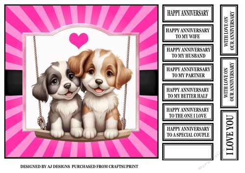 ANNIVERSARY PUPPIES ON A SWING
