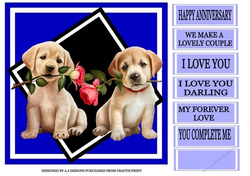 HAPPY ANNIVERSARY DOGS WITH ROSES