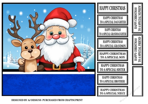 PEEKING SANTA AND REINDEER