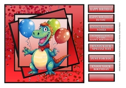 BIRTHDAY DINOSAUR WITH BALLOONS