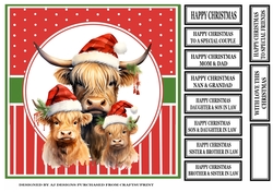 CHRISTMAS HIGHLAND COW FAMILY