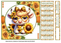 HIGHLAND COW - SUNFLOWERS