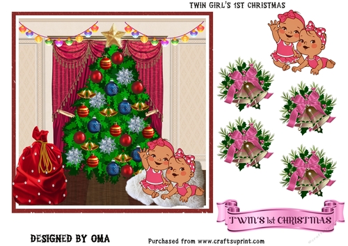 TWIN BABY GIRLS 1ST CHRISTMAS