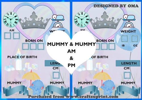 BABY BOY CHART, MUMMY & MUMMY
