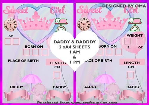 BABY GIRL CHART, DADDY & DADDY