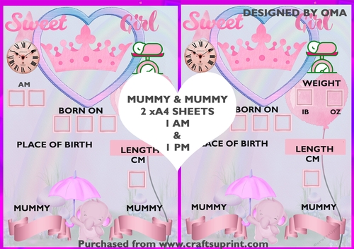 BABY GIRL CHART, MUMMY & MUMMY