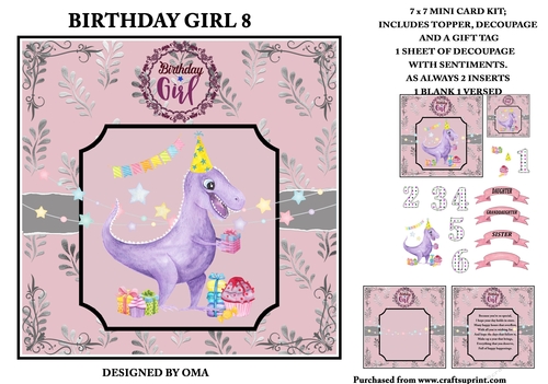 BIRTHDAY GIRL 8 dinosaur