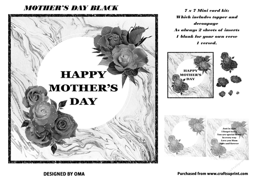 MOTHERS DAY ROSE, BLACK & WHITE
