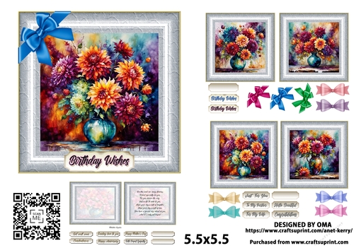 5.5floral card front / DAHLIA