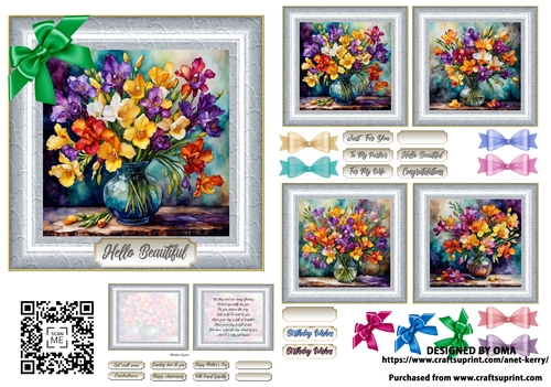 5.5floral card front / Freesia