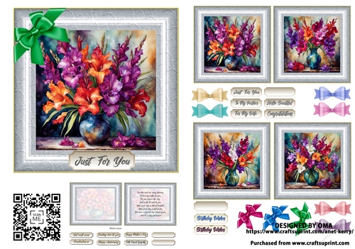 5.5floral card front / Gladioli
