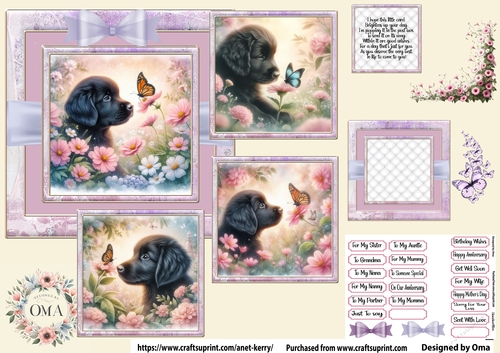 Puppy & Butterfly/ Black Lab