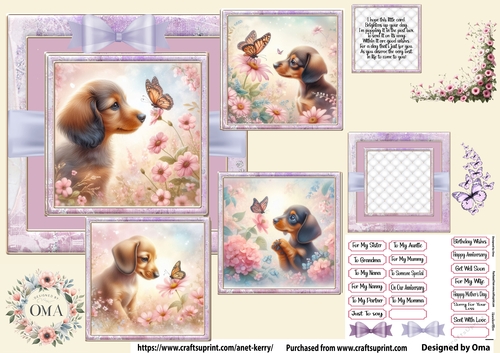 Puppy & Butterfly/ Dachshund