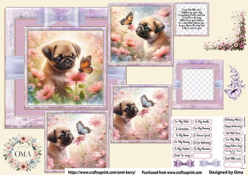 Puppy & Butterfly/ Pug