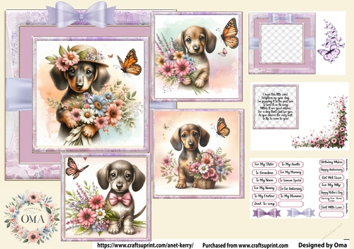 Puppy & Flowres/ Dachshund