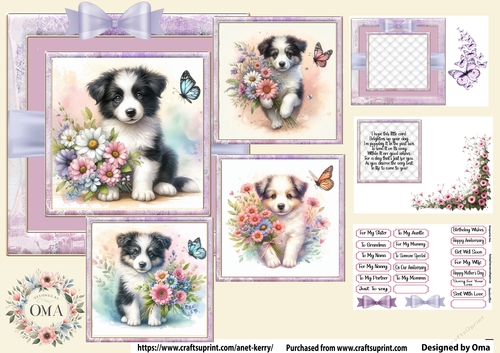 Puppy & Flowres/ Border Collie