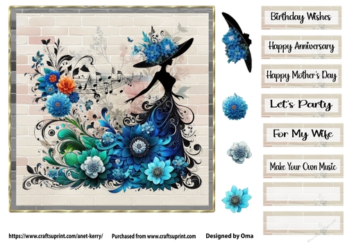 Music & Flowers Blue 2