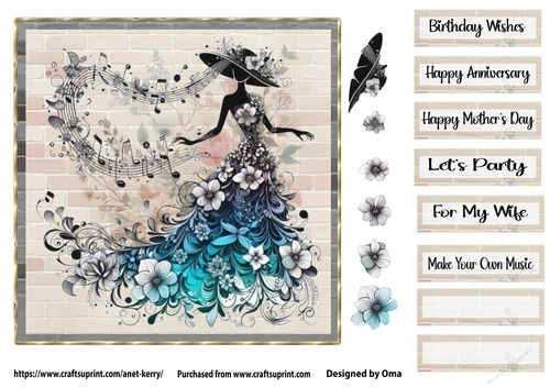 Music & Flowers Blue 3