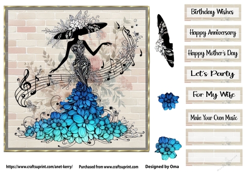 Music & Flowers Blue 4